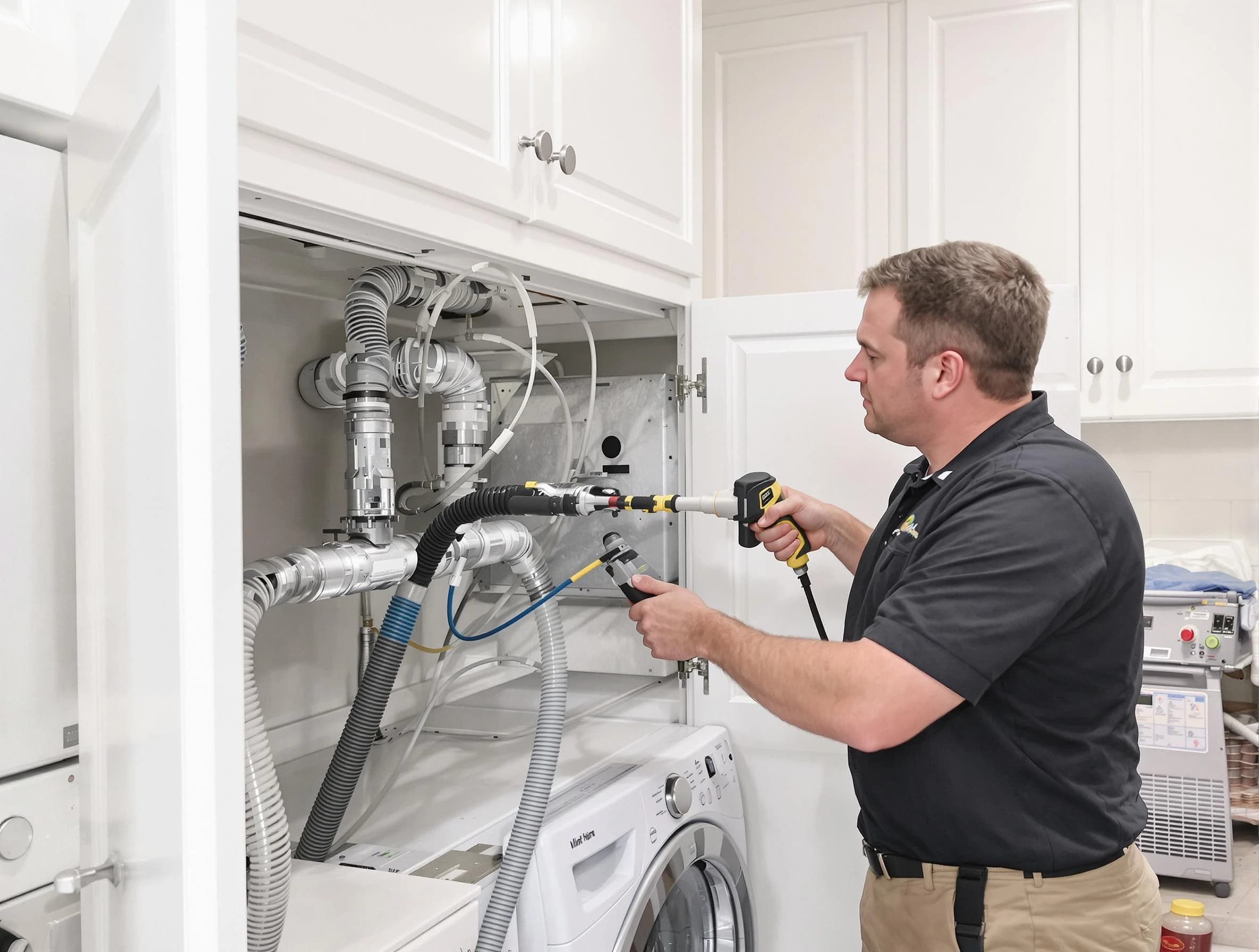 Acworth Dryer Vent Cleaning professional removing severe blockage from a clogged dryer vent in Acworth