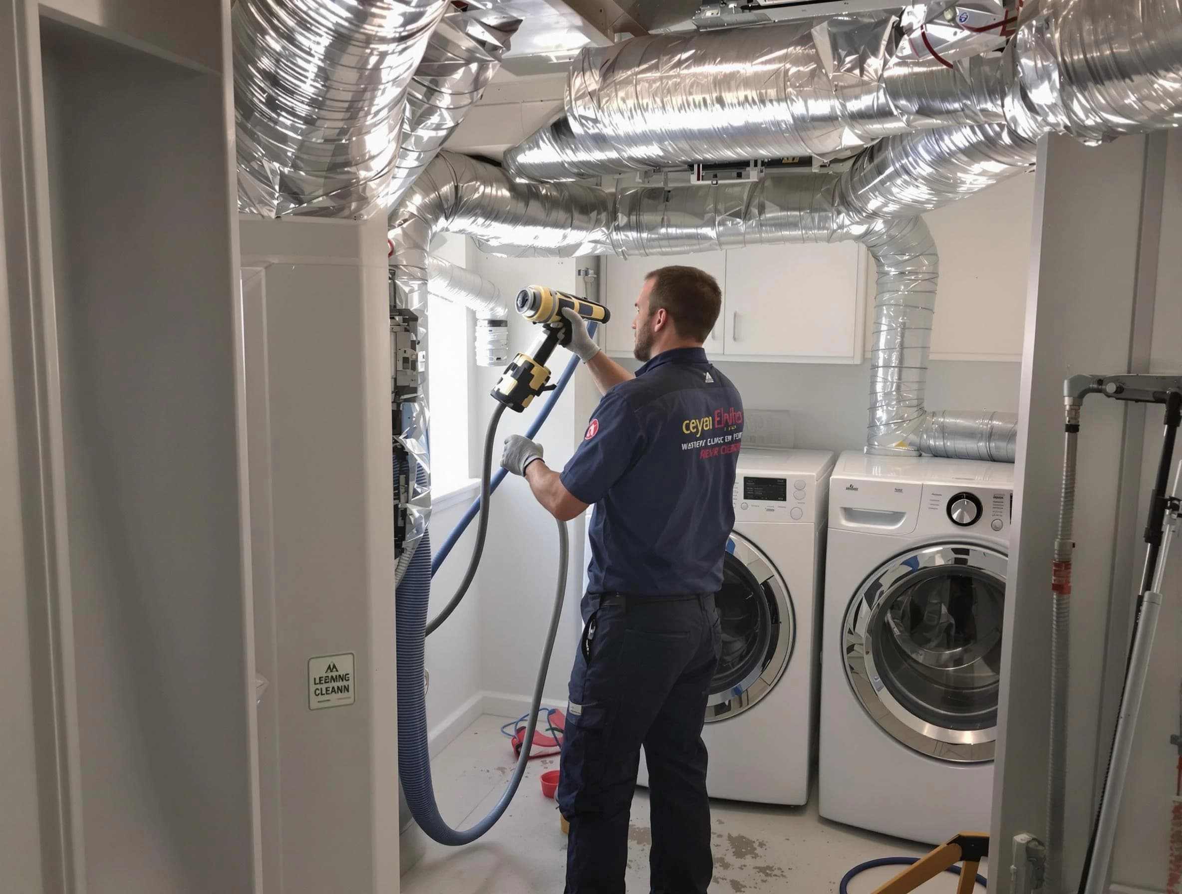 Acworth Dryer Vent Cleaning specialist using advanced equipment for thorough duct cleaning in Acworth