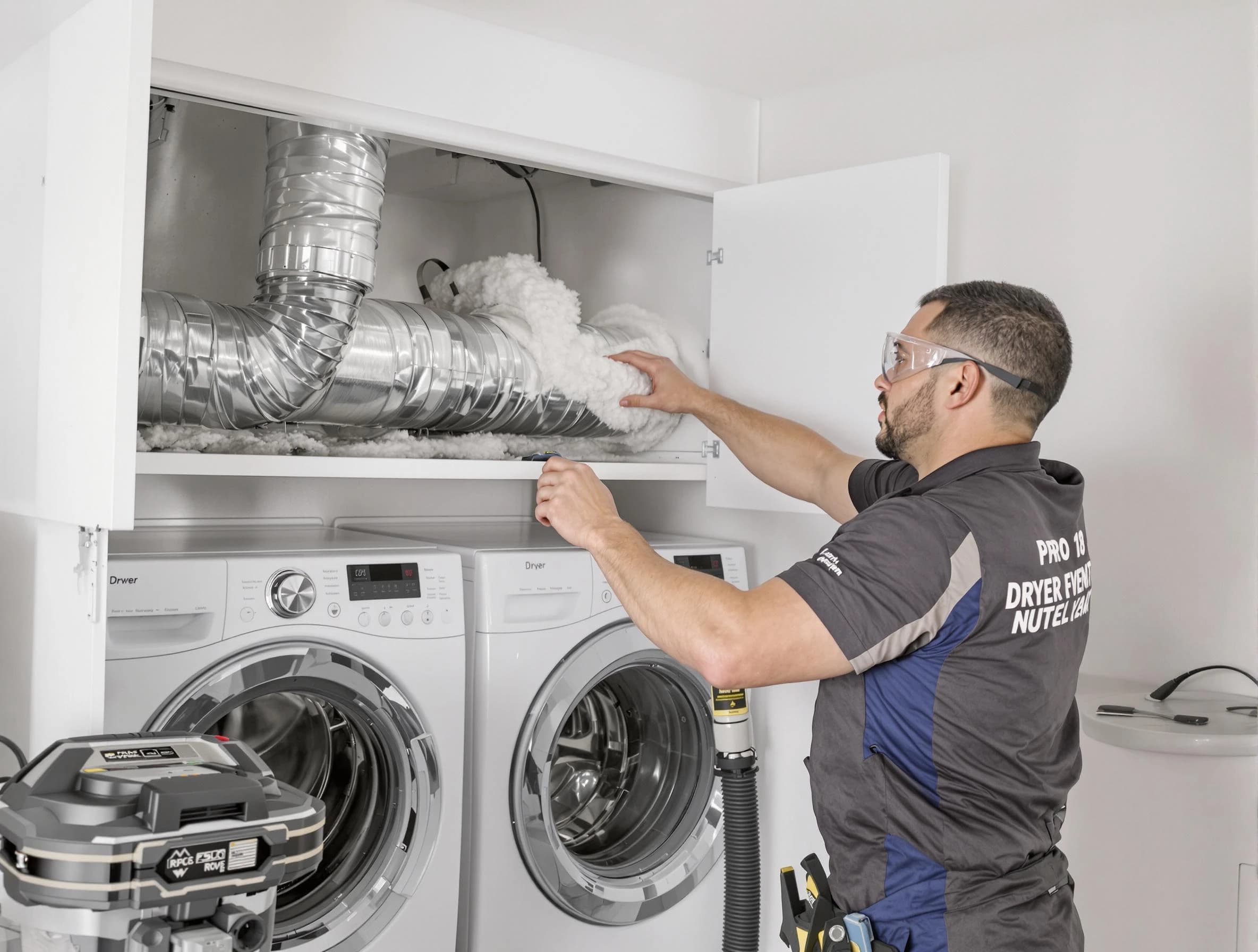 Acworth Dryer Vent Cleaning certified technician performing specialized gas dryer vent cleaning in Acworth