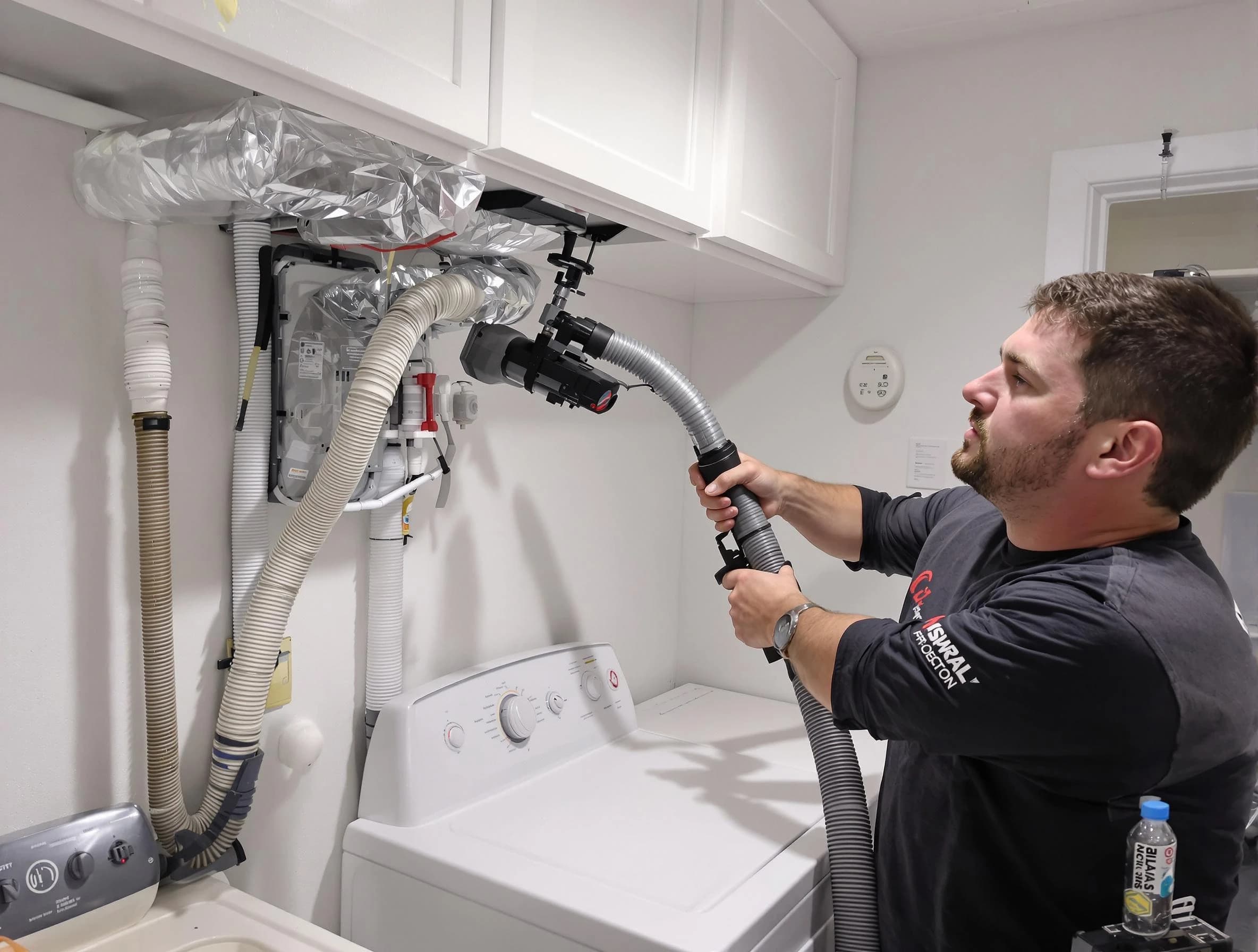 Acworth Dryer Vent Cleaning certified technician performing safety-focused gas dryer vent cleaning in Acworth
